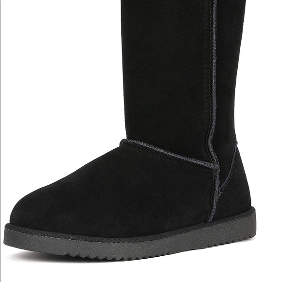 NEW DREAM PAIRS New Mid Calf Black Women's Short Sheepskin Boots US10 - Picture 2 of 9